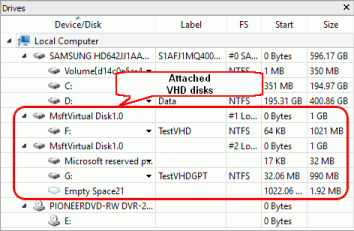 Attached VHD disks in R-Studio's Drives pane