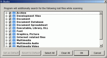 Known file types dialog box