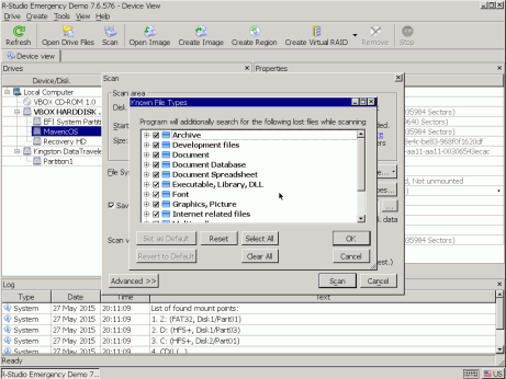 Known File Types dialog box