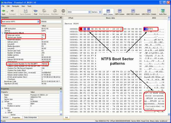 Finding RAID parameters: NTFS boot sector found