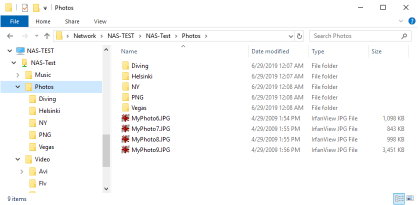 File system on the NAS device with the deleted SF folder