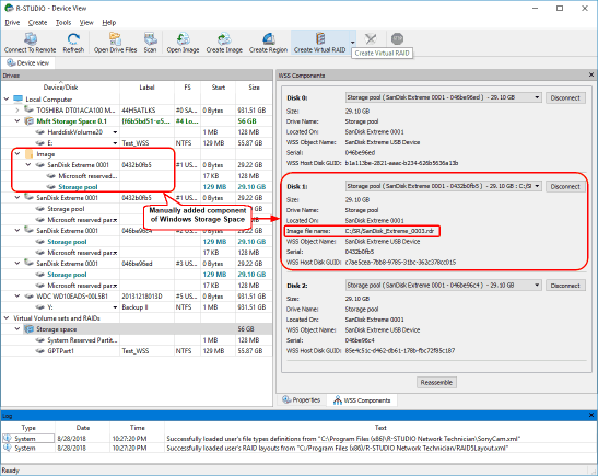 Windows Storage Space with a manually added component