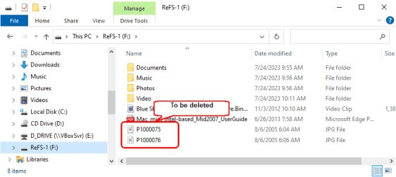 The folder/file structure and files/folders to delete