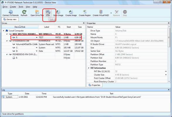 Creación de tipos de archivo conocidos para R-Studio: Explorar de disco