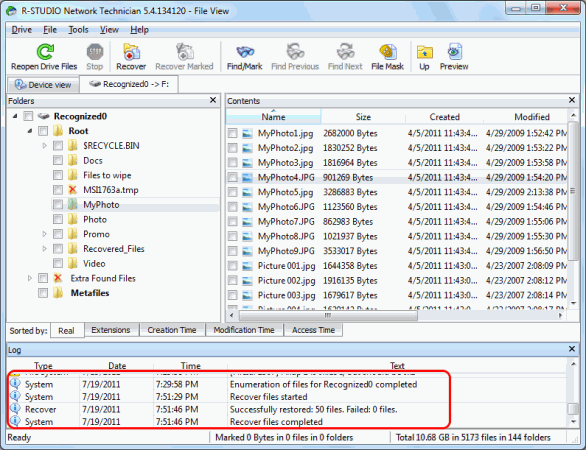 Unformat Disk and RAID Recovery: Disc scan 9