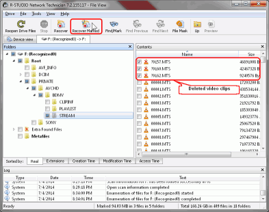 HD Video Recovery from SD cards: Video Recovery: Deleted Video Clips Marked for Recovery (Step 3)